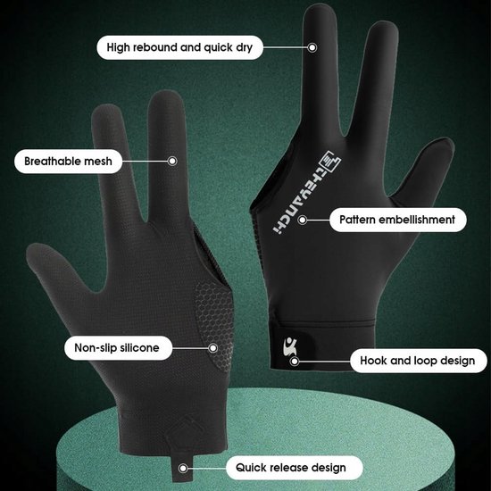 Merkloze Biljarthandschoen - 3 Vinger, Ademend & Antislip — afbeelding 2