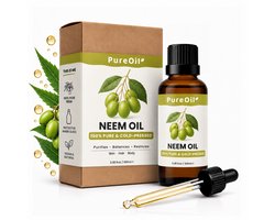 PureOil - Neemolie - 100ml - 100% Puur & Vegan - Koudgeperst - Voor Haar | Huid | Gezicht | Scalp | Nagels - Hydraterend - Anti Aging - Neem Olie Voor Planten - Voor Acne Haargroei