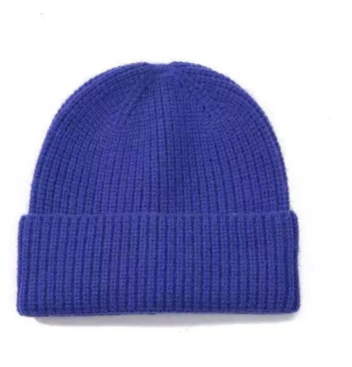 Muts - Beanie - blauwe beanie - blauwe muts - muts met omslag
