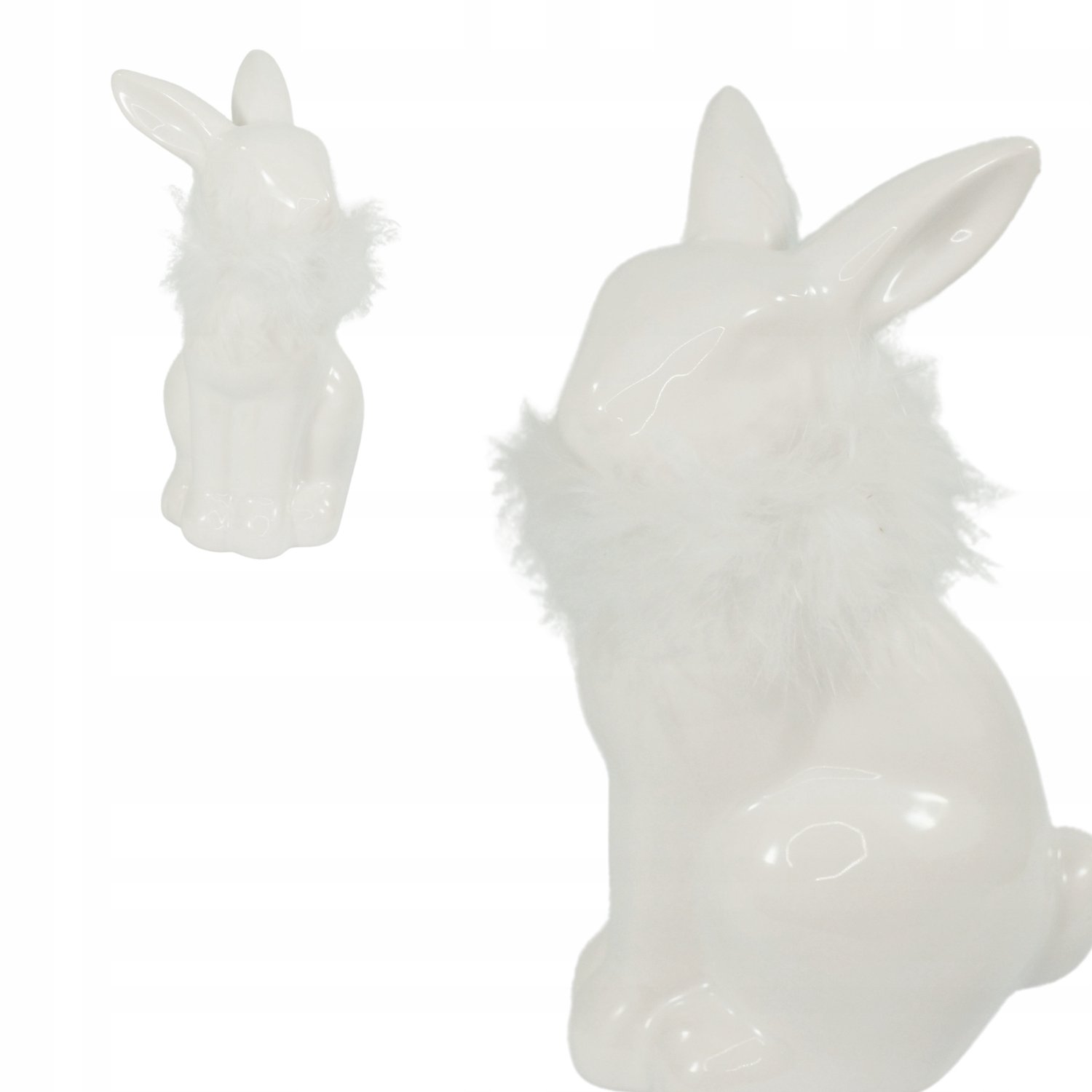 Wit Keramiek Konijn 13 cm - Paasdecoratie
