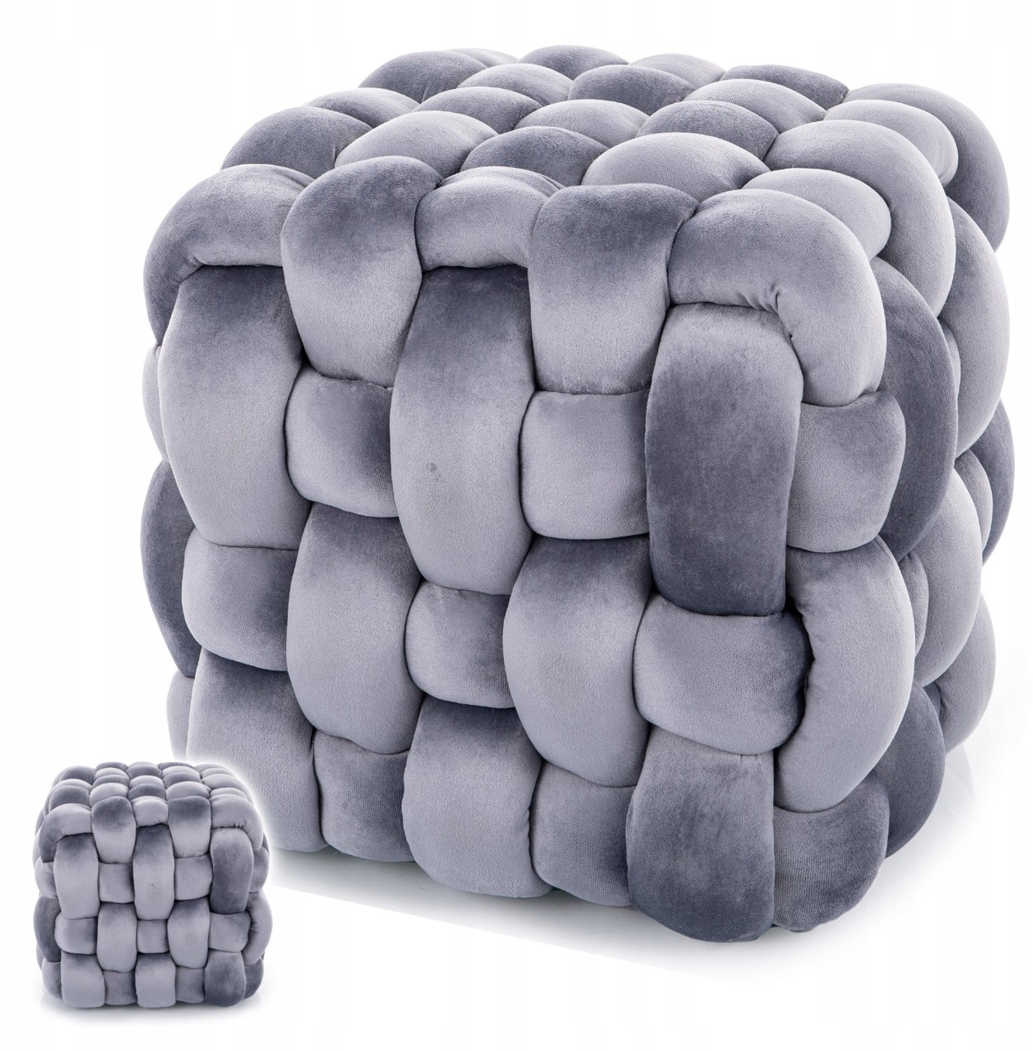 Velours Poef FARIS VELVET - Stijlvol & Comfortabel - Grijs