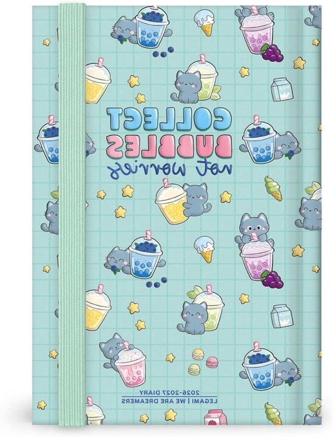 Fotografische Dagkalender - Planner 2026-2027 - Dagelijkse Organisatie - Kitty Bubble Tea Design - 12 x 18 cm - Multicolor