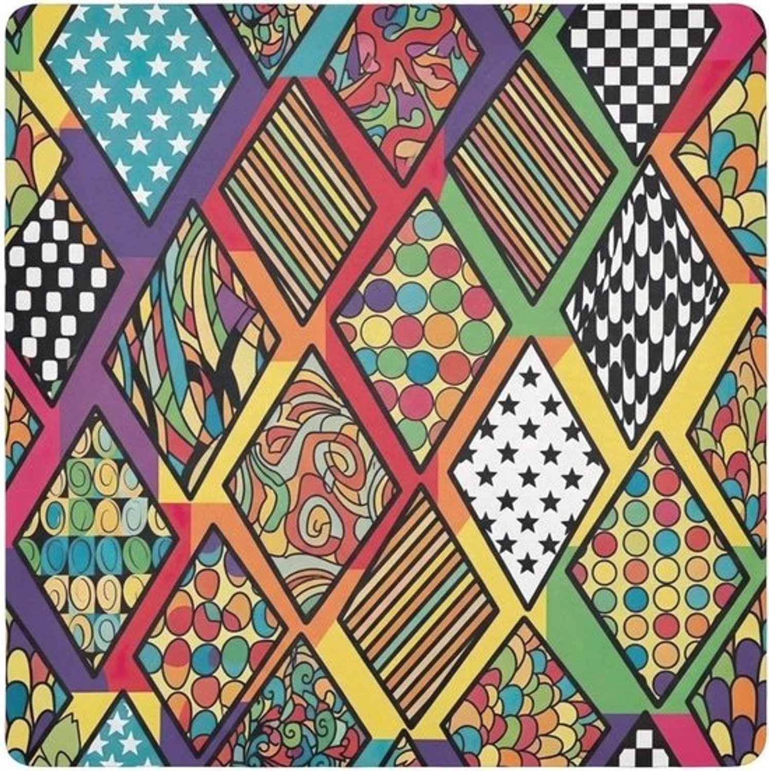 Zelfklevende Doek - Beschermende Wrap - Veilige Opslag - Wasbaar & Herbruikbaar - 138x138 inch - Kleurrijk Geometrisch