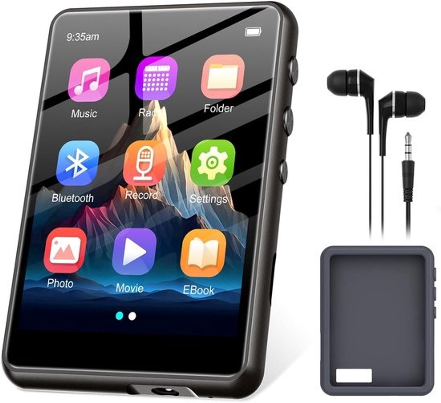 Draagbare MP3 Speler met 128GB, Bluetooth 5.3, Touchscreen en Ingebouwde Speaker