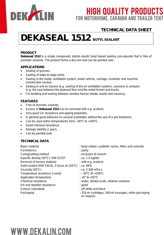 Dekaseal Dekalin 1512 Afdichtingskit Wit 310ML — afbeelding 2