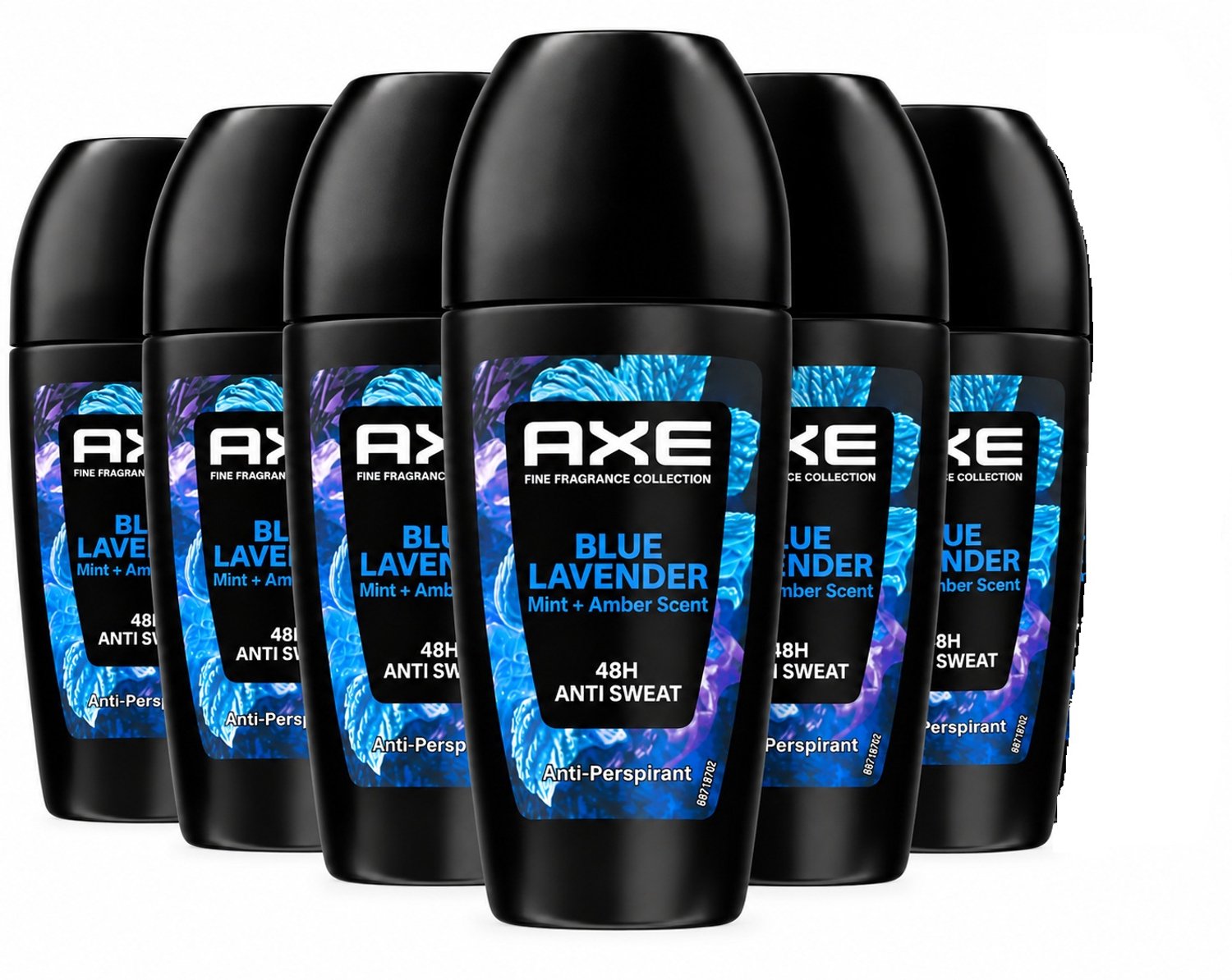 AXE Blue Lavender Anti-Transpirant Roll-On – Mint & Amber Geur – 6x50ml - 48H Anti Sweat – 6 Stuks