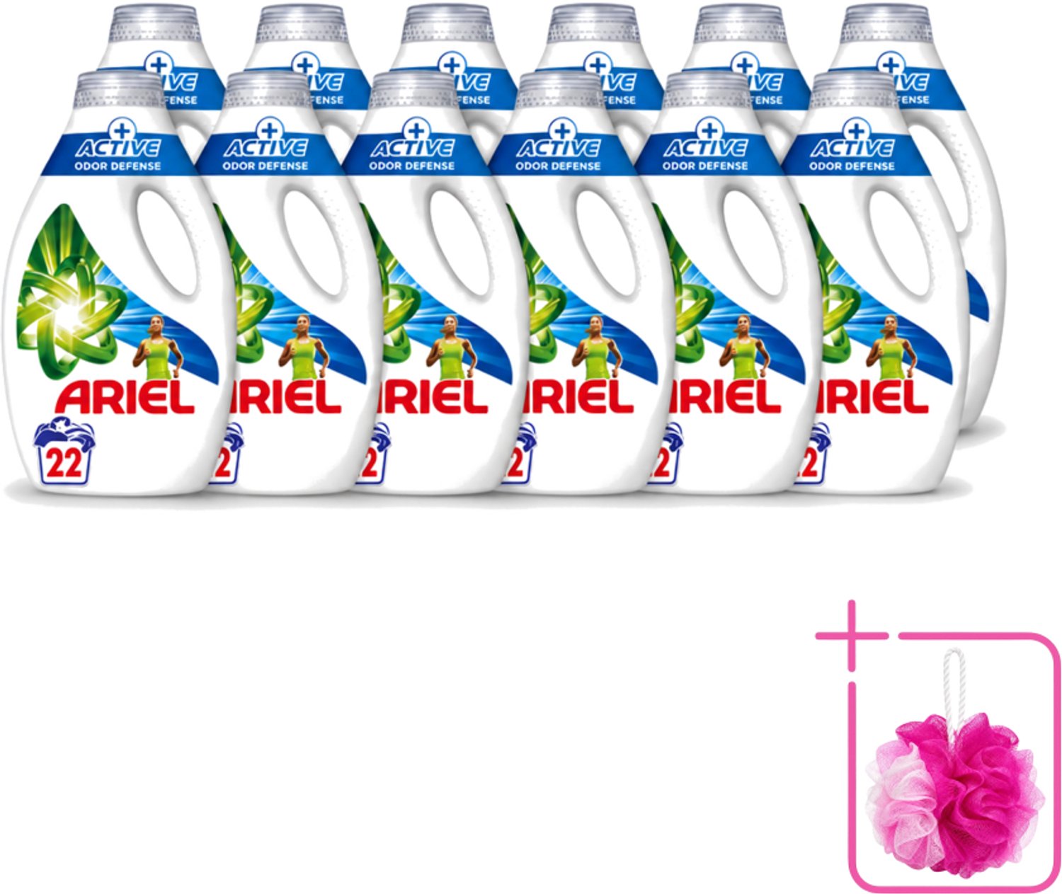 12 x Ariel – Vloeibaar Wasmiddel – Active Odor Defense – 990 ml – 22 wasbeurten - Bulkverpakking - Geurverwijdering was - Douchemop - Sportkleding wasmiddel