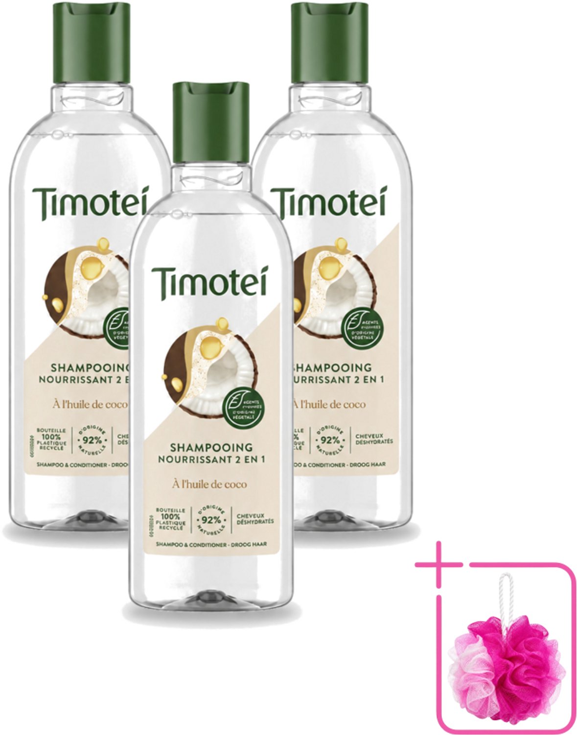 3 x Timotei - Shampoo - Nourrissant - 2in1 - 300ml - Bulkverpakking - Shampoo haar verzorging - Douchemop - Haar reinigen