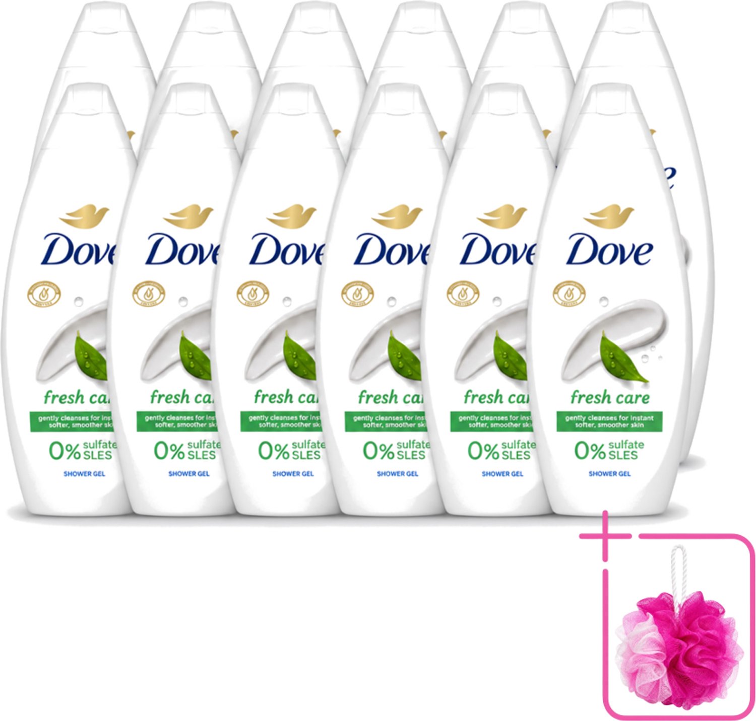 12 x Dove – Douchegel – Fresh Care – 250 ml - Bulkverpakking - Douchegel - Douchemop - Fris