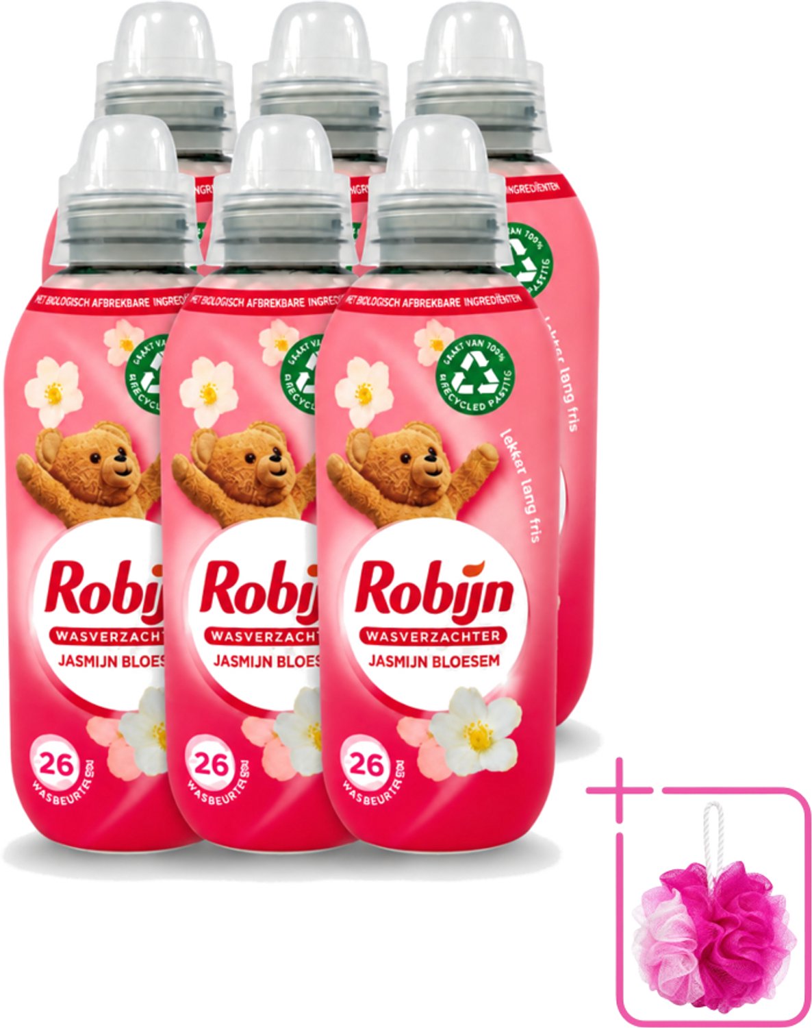 6 x Robijn – Wasverzachter – Jasmijn Bloesem – 650 ml - Bulkverpakking - Wasverzachter jasmijn bloesem - Douchemop - Wasverzachter jasmijn