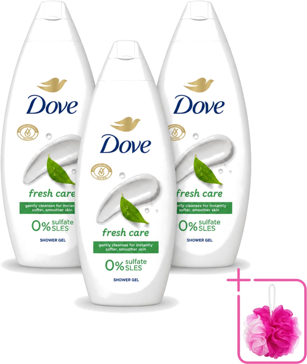 3 x Dove – Douchegel – Fresh Care – 250 ml - Bulkverpakking - Douchegel - Douchemop - Fris