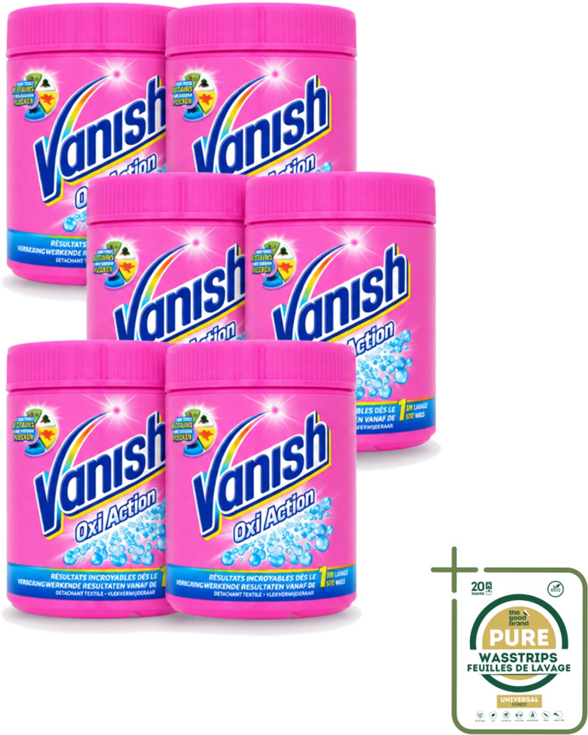6 x Vanish Oxi Action - Vlekkenverwijderaar Poeder - Zonder Bleek - Gekleurde Was - 500 Gram - Wasstrips - Vlekverwijderaar - Gekleurde Was - Bleekvrije Wasmiddel - Vlekken Verwijderen - Wasmiddel Poeder