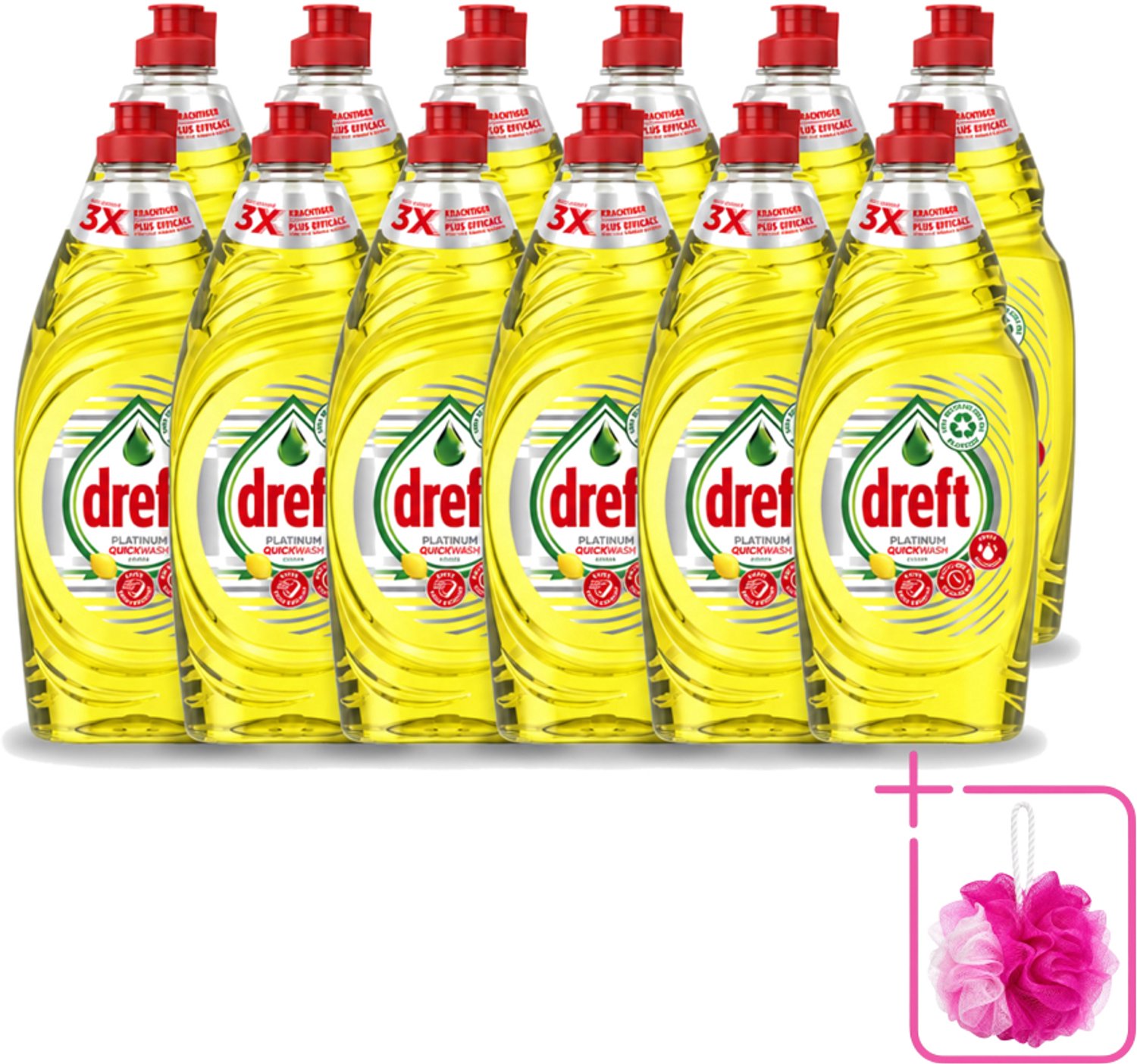 12 x Dreft Platinum Quickwash - Vloeibaar Afwasmiddel - Citroen- 625 ml - Bulkverpakking - Snel reinigen - Vaat reinigen
