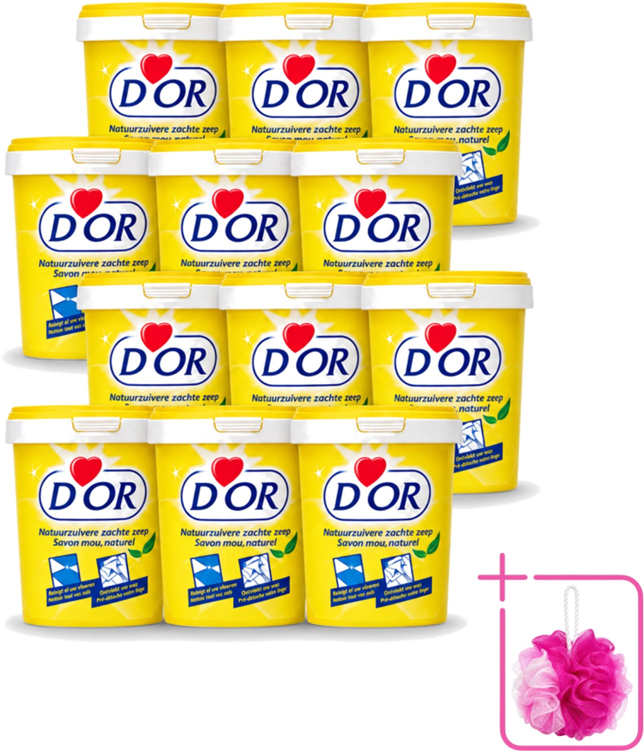 12 x D'Or - Natuurzuivere Zachte Zeep - Vast Zeepmiddel - Voor Vloeren en Was - 1 kg - Bulkverpakking - Natuurlijke zeep - Douchemop - Reiniging