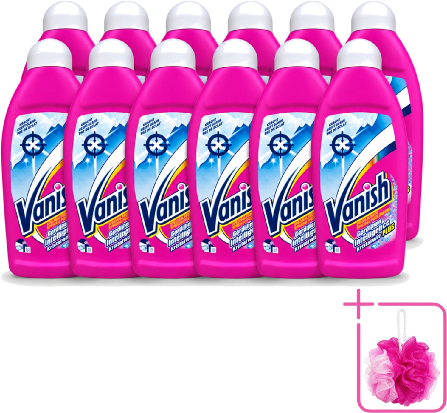 12 x Vanish Gordijnen - Kristalwit - Wasmiddel - Zonder Chloor - Witte Was - 500 ml - Bulkverpakking - Gordijnen reinigen - Douchemop - Witte gordijnen