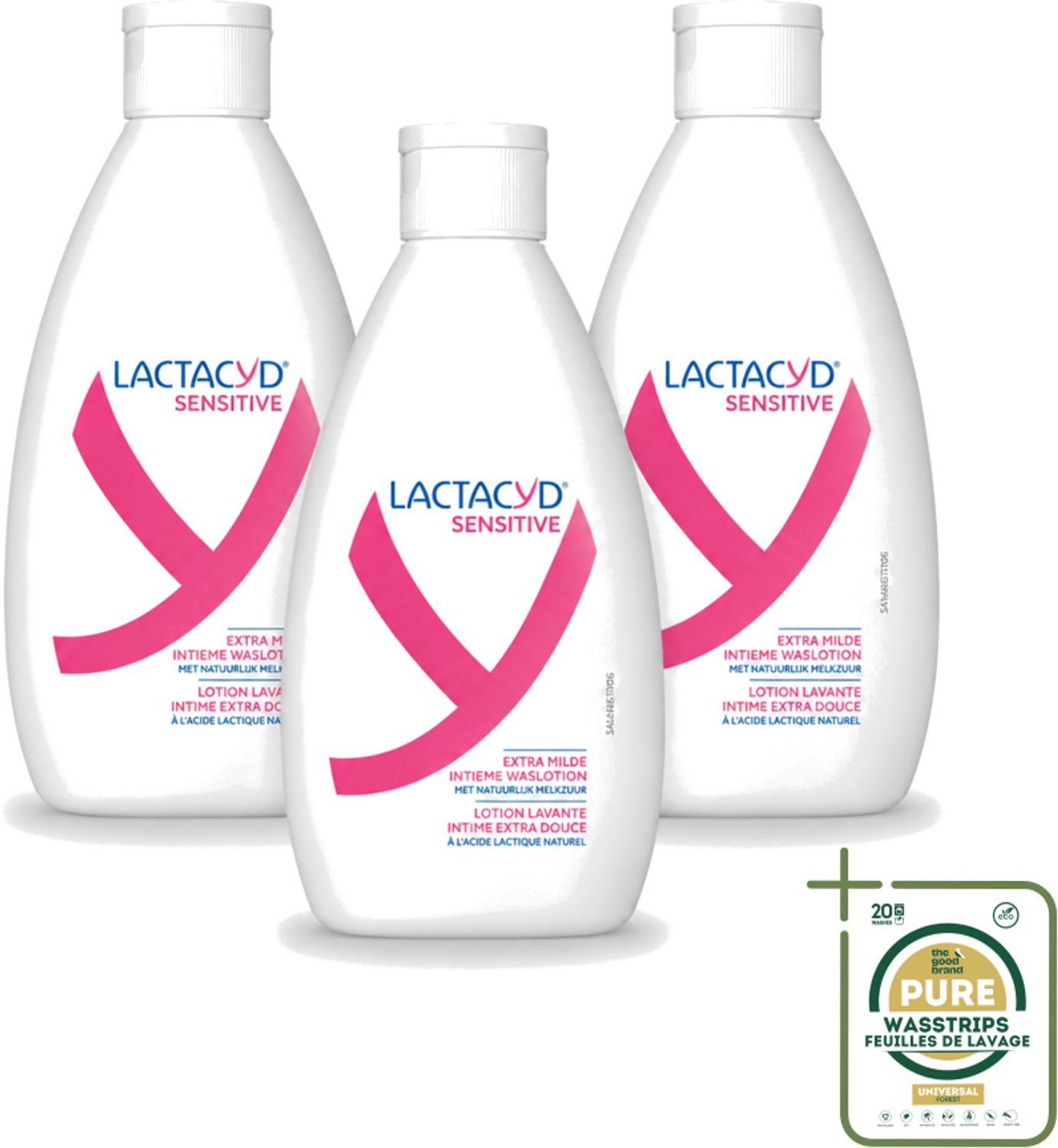 3 x Lactacyd Sensitive - Intieme Waslotion - Extra Gevoelig - Met Natuurlijk Melkzuur - 300 ml - Intieme Waslotion - Gevoelige Huid - Melkzuur - Katoenextract - Extra Milde Waslotion