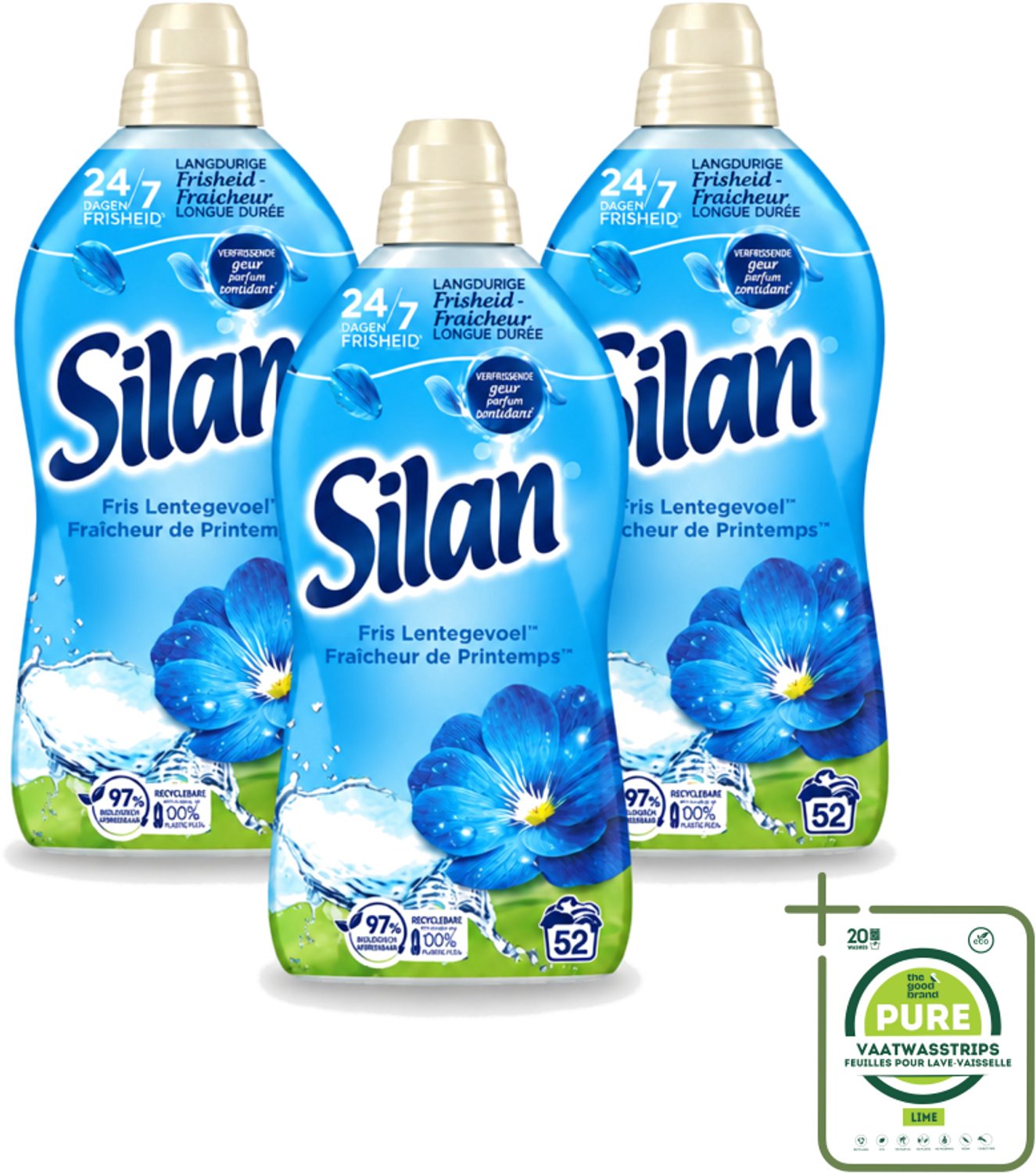 3 x Silan – Wasverzachter – Classic Blue Fris Lentegevoel – 1144 ml - Grootverpakking - Vaatwasstrips - Wasverzachter - Fris Lentegevoel - Wasgoed Verzachter - Wasgoed Geur - Wasgoed Comfort