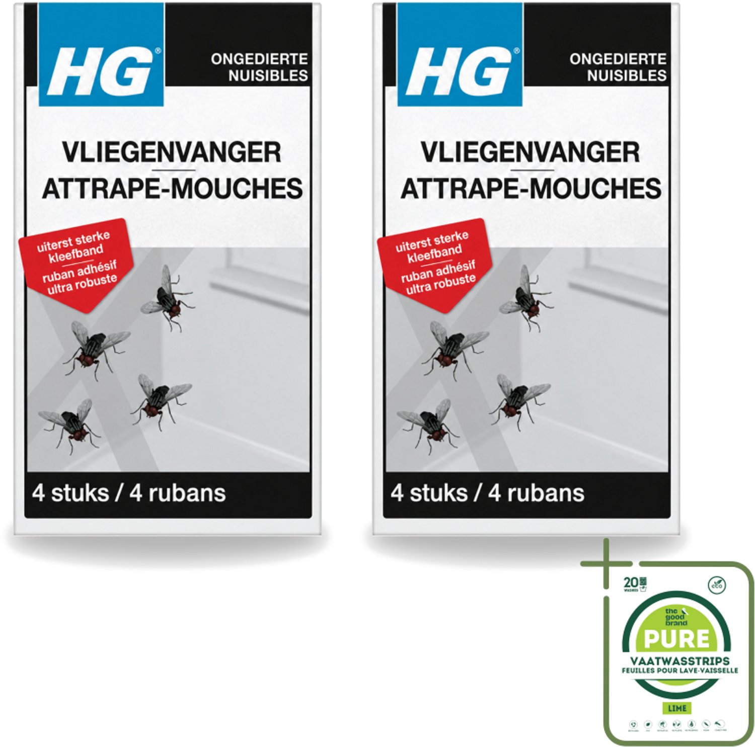 2 x HG X - Vliegenvanger - Sterke Kleefband - 4 Vliegenvangers - Grootverpakking - Vliegenvanger - Vliegen Vangen - Kleefband - Vliegbestrijding - Vliegbeheersing