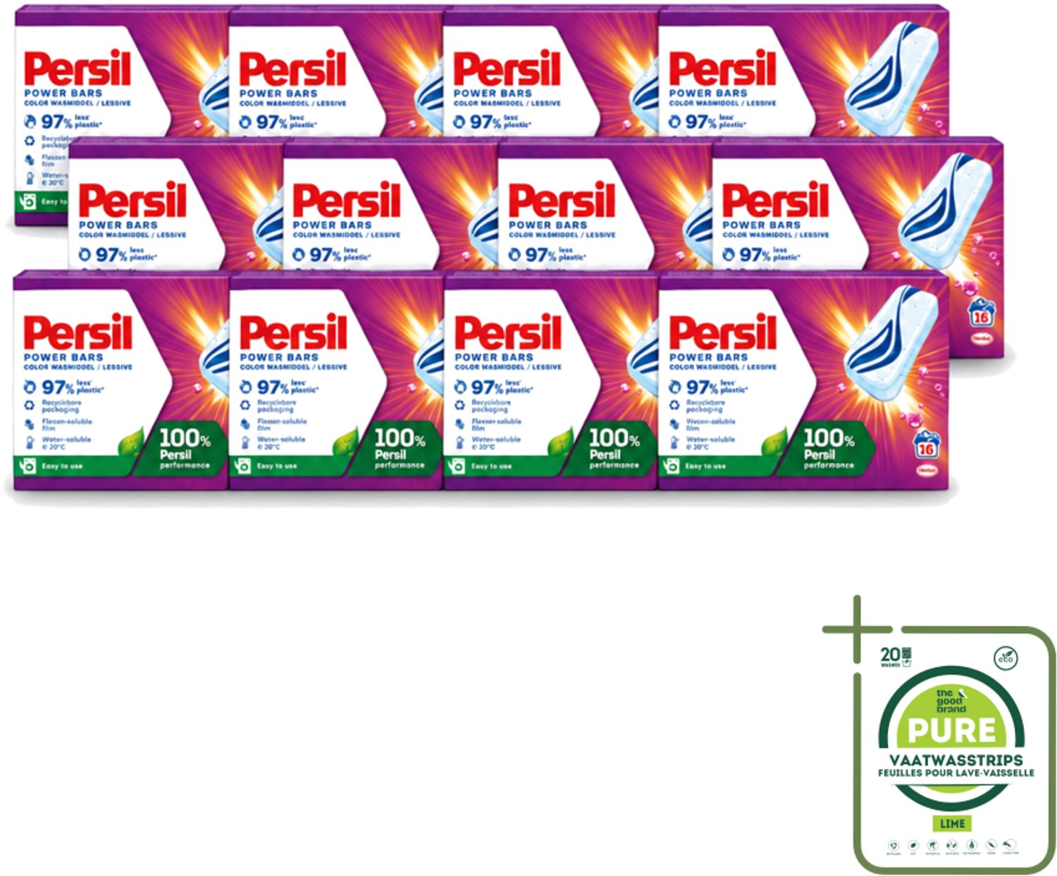 12 x Persil Power Bars - Wasmiddeltabletten - Gekleurde Was - 16 Wasbeurten - Grootverpakking - Vaatwasstrips - Wasmiddelbar - Gekleurde Was - Wasmiddel Tabletten - Duurzame Was - Milieuvriendelijke Was