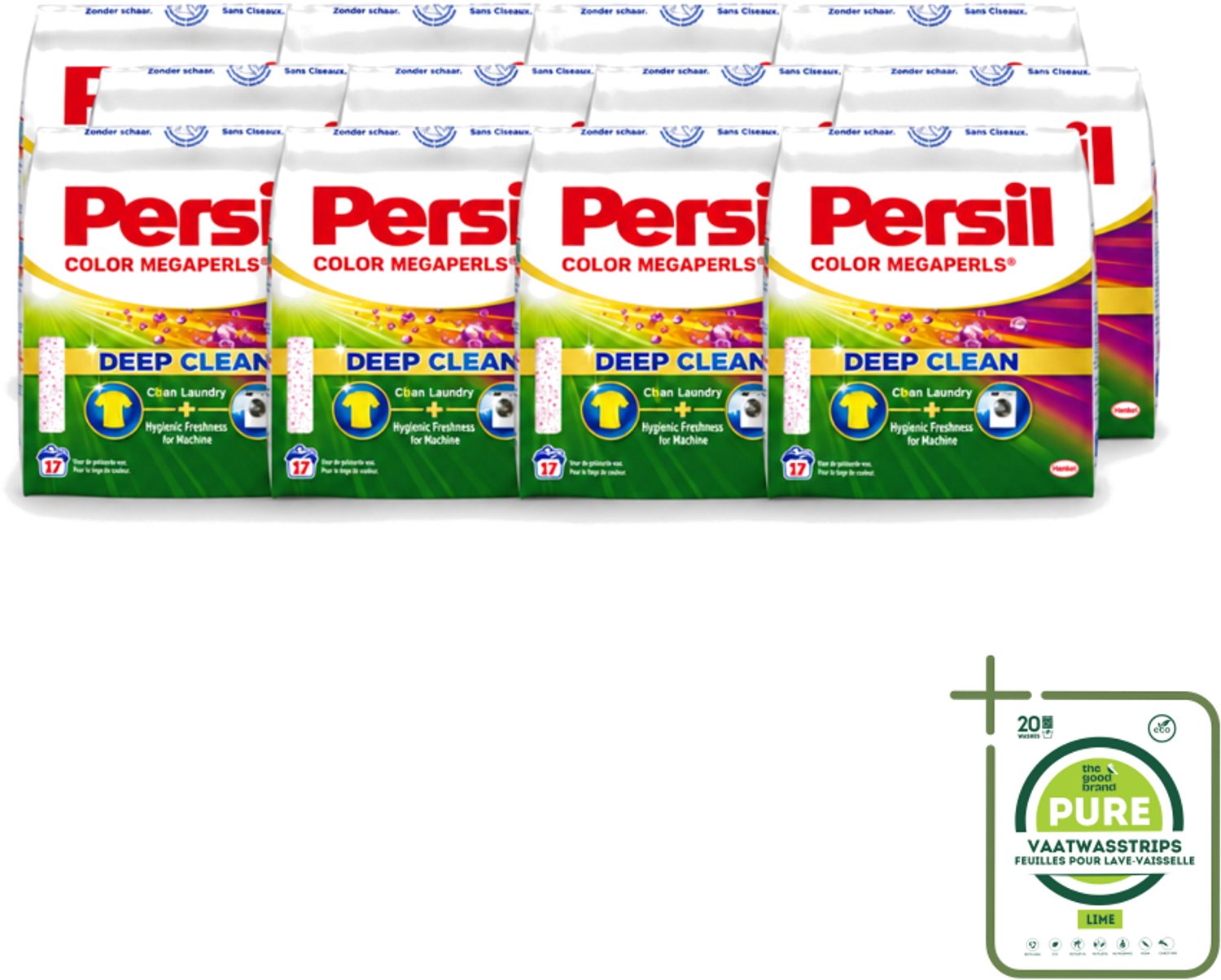 12 x Persil Color Megaperls - Deep Clean - Waspoeder - Gekleurde Was - 17 Wasbeurten - Grootverpakking - Vaatwasstrips - Waspoeder - Wasbeurt - Kleurbehoud - Vlekverwijdering - Frisheid