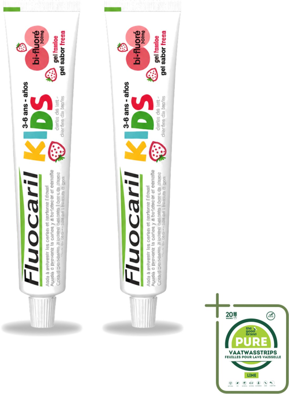 2 x Fluocaril Kids - Bi-Fluoride - Tandpasta - Met Aardbeiensmaak - 3 tot 6 jaar - 50 ml - Grootverpakking - Tandpasta Voor Kinderen - Melktanden Beschermen - Bi-fluoride Tandpasta - Aardbeiensmaak Tandpasta - Tandenpoetsen Voor Kinderen