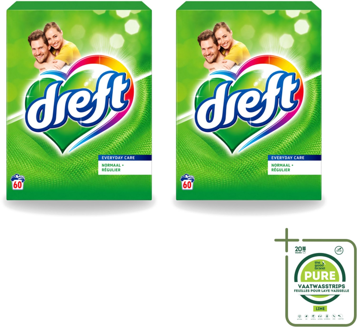 2 x Dreft - Everyday Care - Waspoeder - Gekleurde Was - Original - 60 Wasbeurten - Grootverpakking - Vaatwasstrips - Waspoeder - Gekleurde Was - Kleurbeschermend - Waspoeder Voor Kleding - Waspoeder Origineel