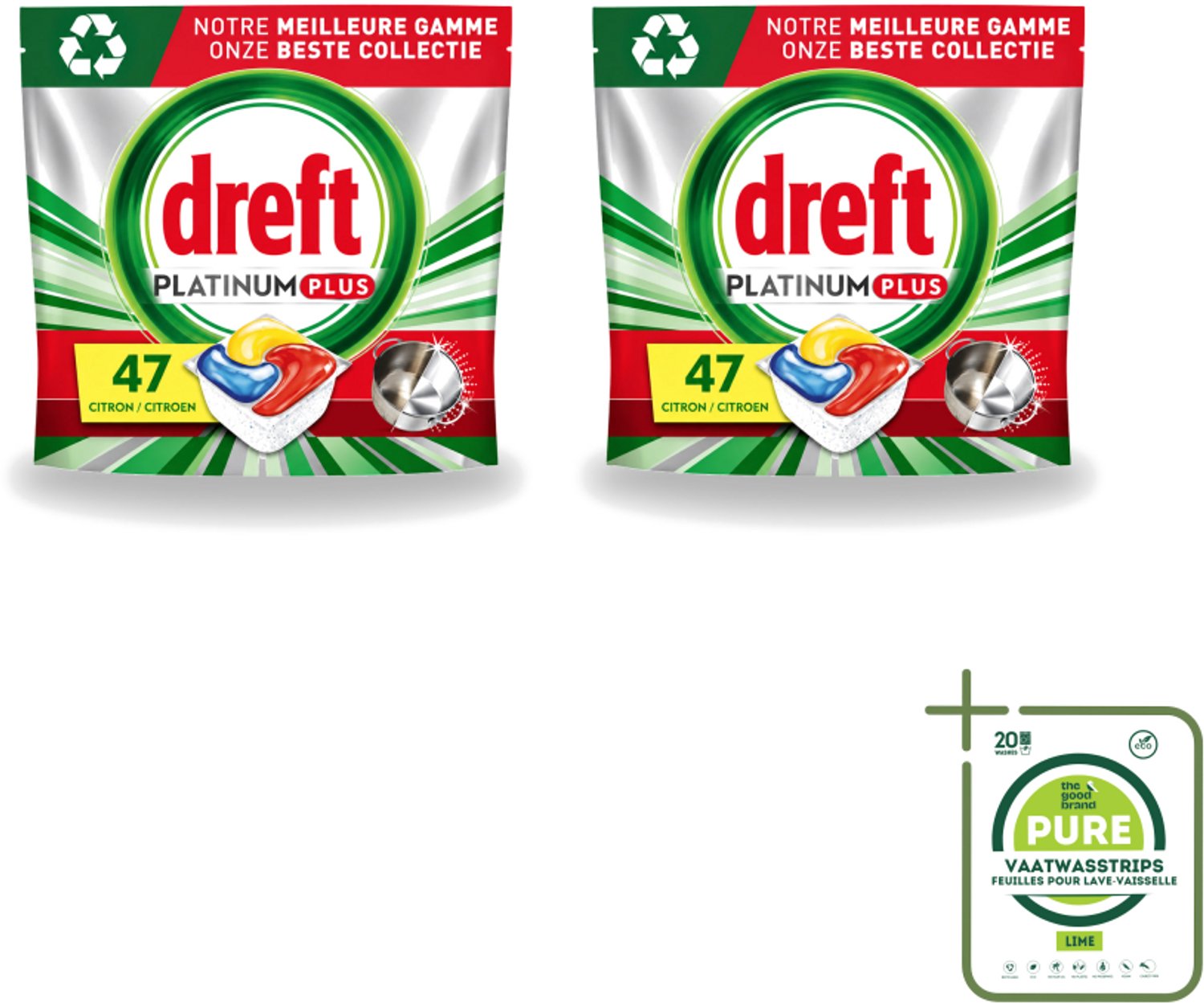 2 x Dreft Platinum Plus - All In One - Vaatwascapsules - Anti-Matt Technologie - Citroen - 47 Afwasbeurten - Grootverpakking - Vaatwasmiddel - Vaatwascapsule - Vaatwasmiddel Capsule - Vaatwasmiddel 71 Wasbeurten - Vaatwasmiddel Met Spoelglans