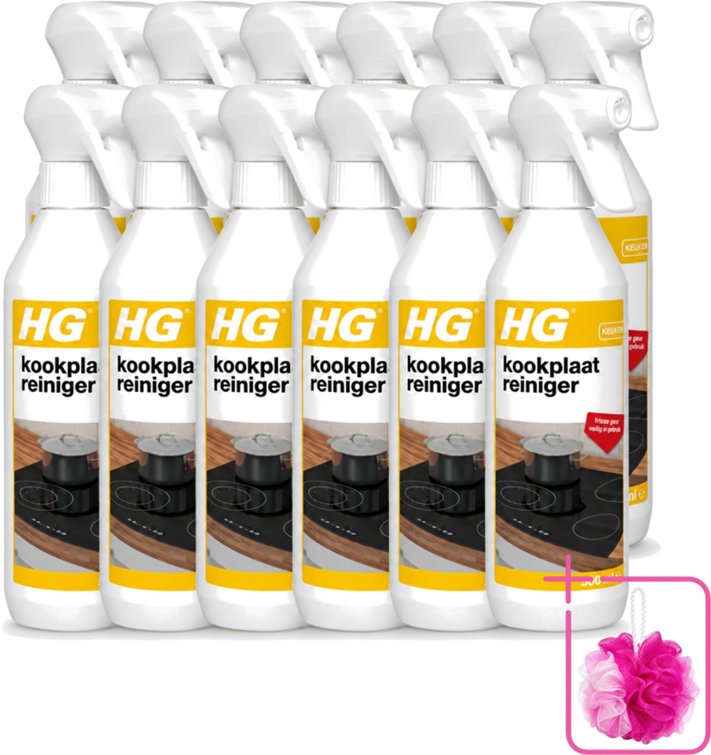 12 x HG - Kookplaatreiniger Spray - Frisse Geur - Veilig in Gebruik - 500 ml - Bulkverpakking - Kookplaat reinigen - Inductieplaat reinigen