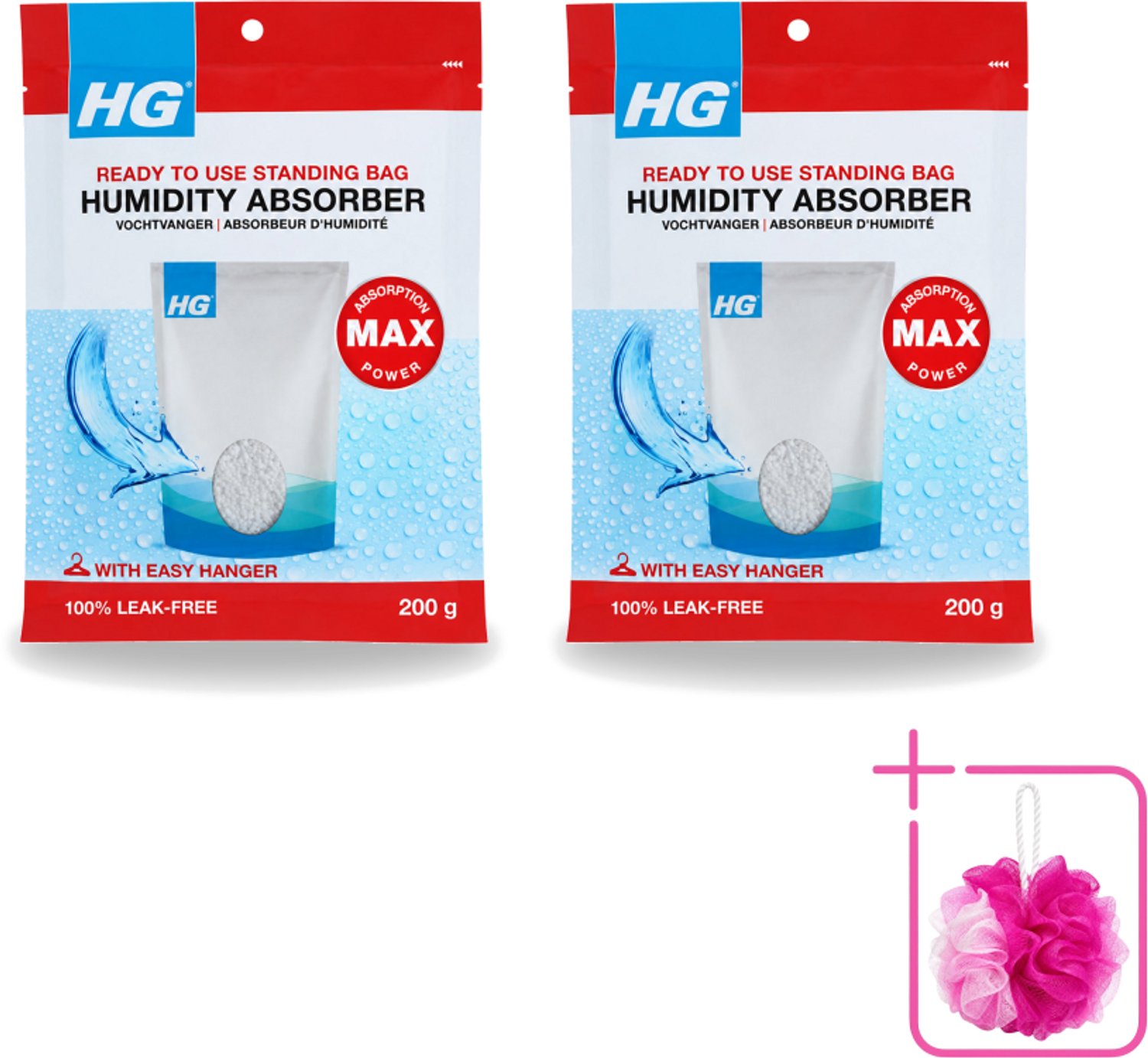 2 x HG - Vochtvanger - 200 g - Bulkverpakking - Vochtvanger - Douchemop - Vocht absorberen