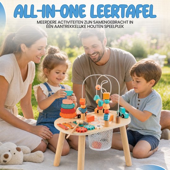 Activiteiten Tafel – Montessori Speelgoed – Speeltafel – Educatief Speelgoed – Alles-in-Één Houten Activiteitentafel – Pastel Kleuren – Speelgoed 1 Jaar – Speelgoed 2 Jaar – Speelgoed 3 Jaar** — afbeelding 4