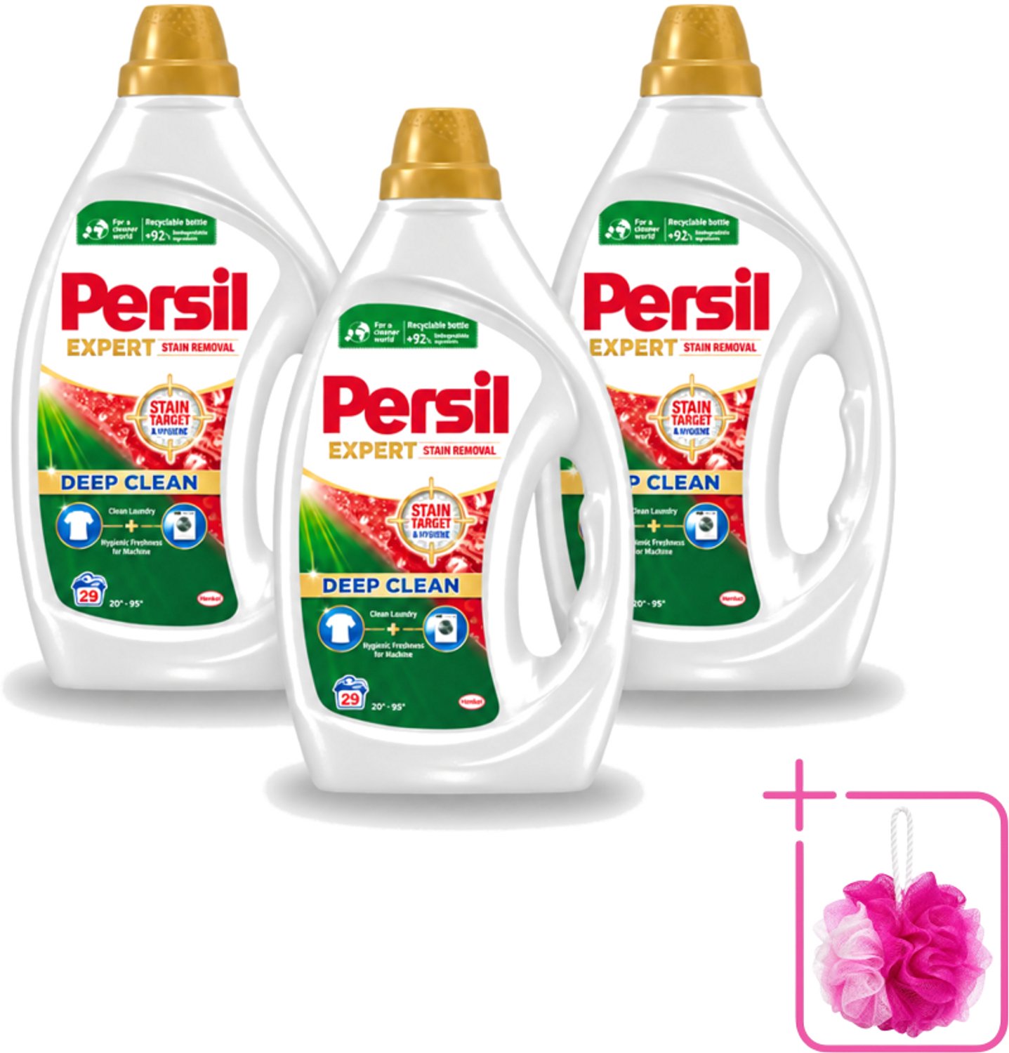 3 x Persil Expert - Vlekverwijdering - Vloeibaar Wasmiddel - Witte en Gekleurde Was - 29 Wasbeurten - Bulkverpakking - Vlekverwijdering - Douchemop - Wasmiddel