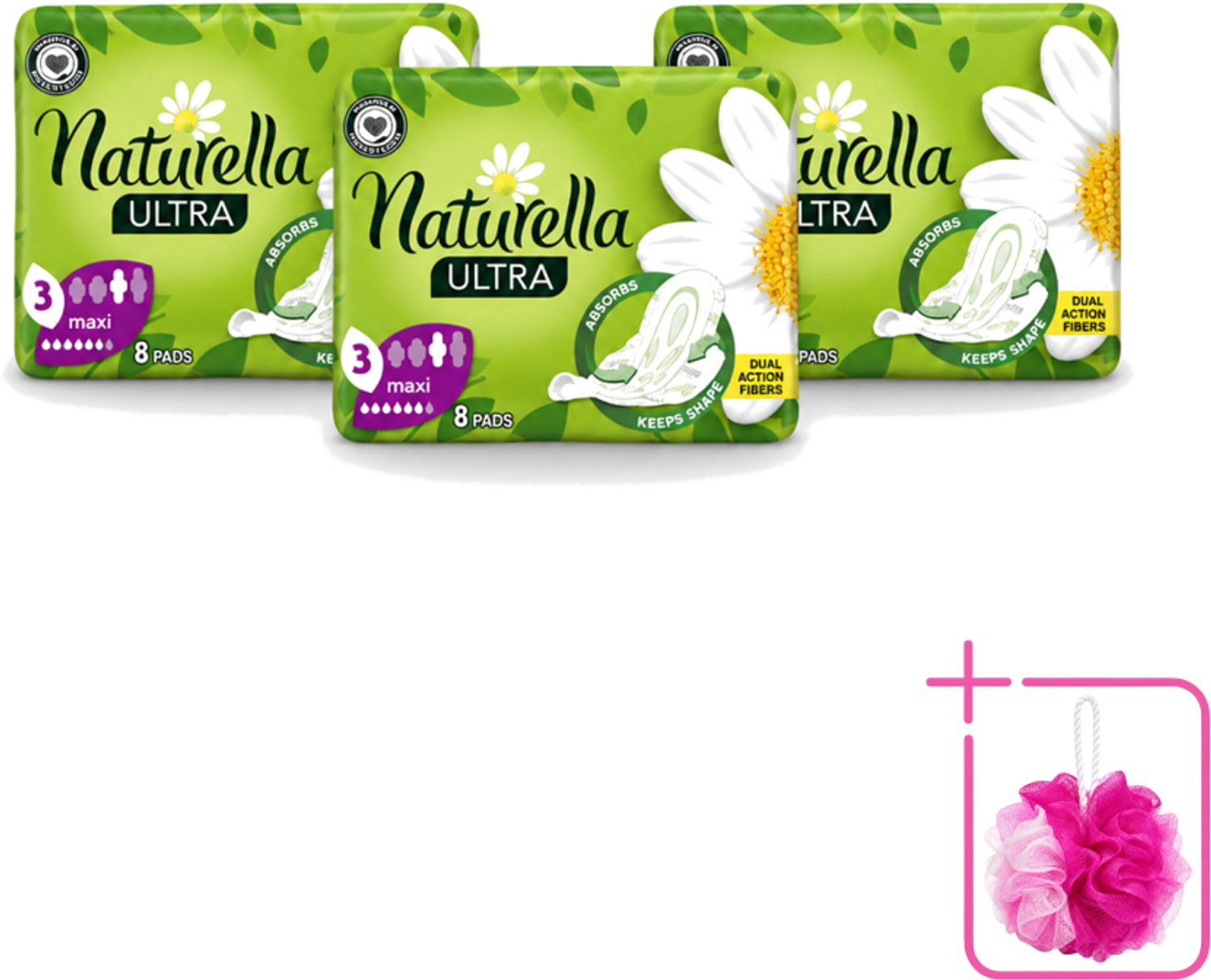 3 x Natur'ella - Ultra - Maandverband - Maxi - 8 Pads - Bulkverpakking - Maandverband - Menstruatie