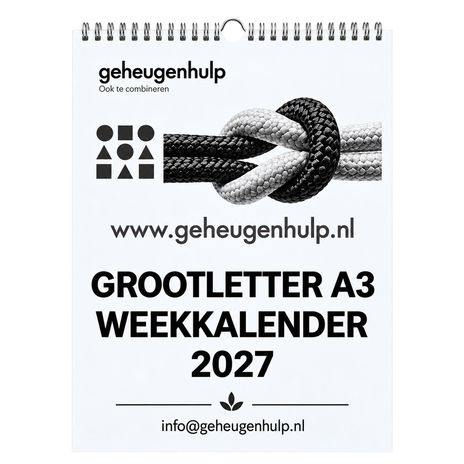 Grootletter Weekkalender A3 -2027 – Overzichtelijk – Geheugenhulp