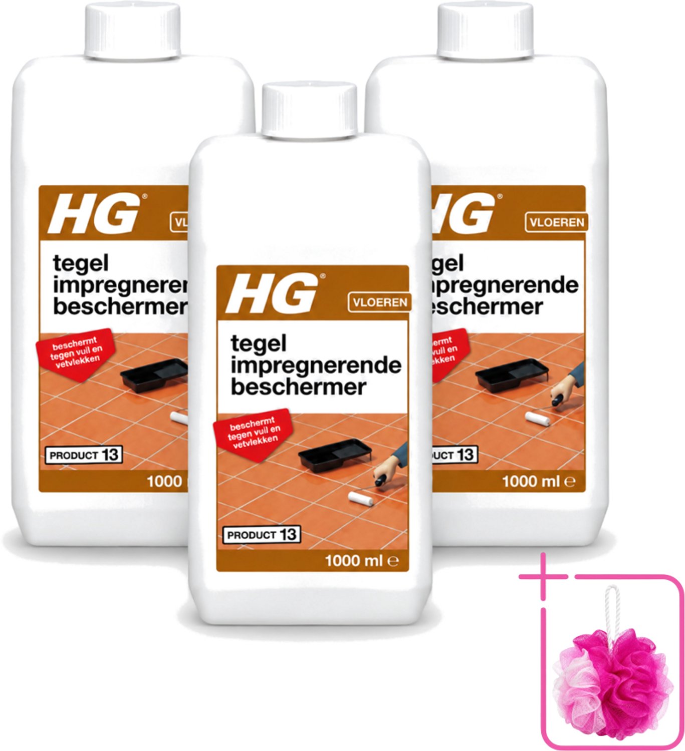 3 x HG - Vloeren - Tegel Impregnerende Beschermer - Beschermt Tegen Vuil & Vetvlekken - 1L - Bulkverpakking - Tegelbeschermer - Douchemop - Vuilvrij