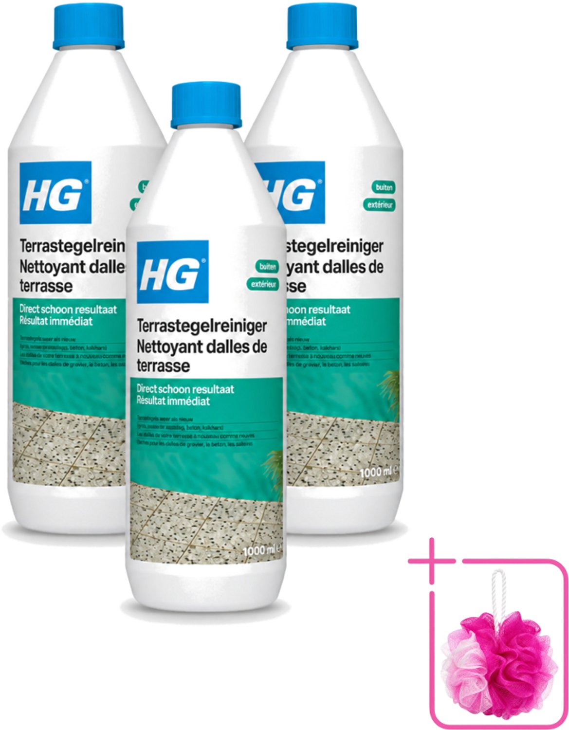 3 x HG - Terrastegelreiniger - 1 L - Bulkverpakking - Terras reinigen - Terrastegel reiniger