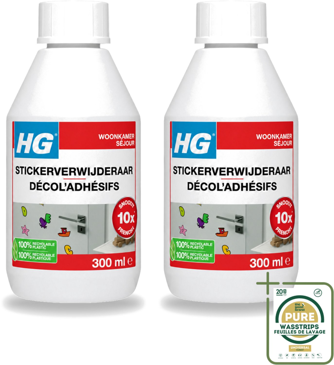 2 x HG - Stickerverwijderaar - Meest Effectief - Verwijdert Eenvoudig - 300 ml - Stickerverwijderaar - Stickerlijm Verwijderen - Hakstrepen Verwijderen - Teerspatten Verwijderen - Smeervlekken Verwijderen