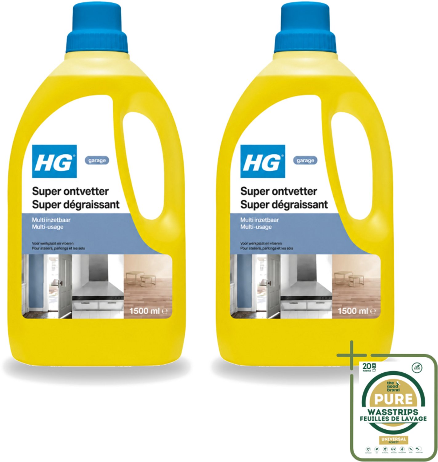 2 x HG - Super Ontvetter - 1,5 L - Ontvetter - Vet Verwijderen - Schilderwerk Reinigen - Hout Reinigen - Metaal Reinigen