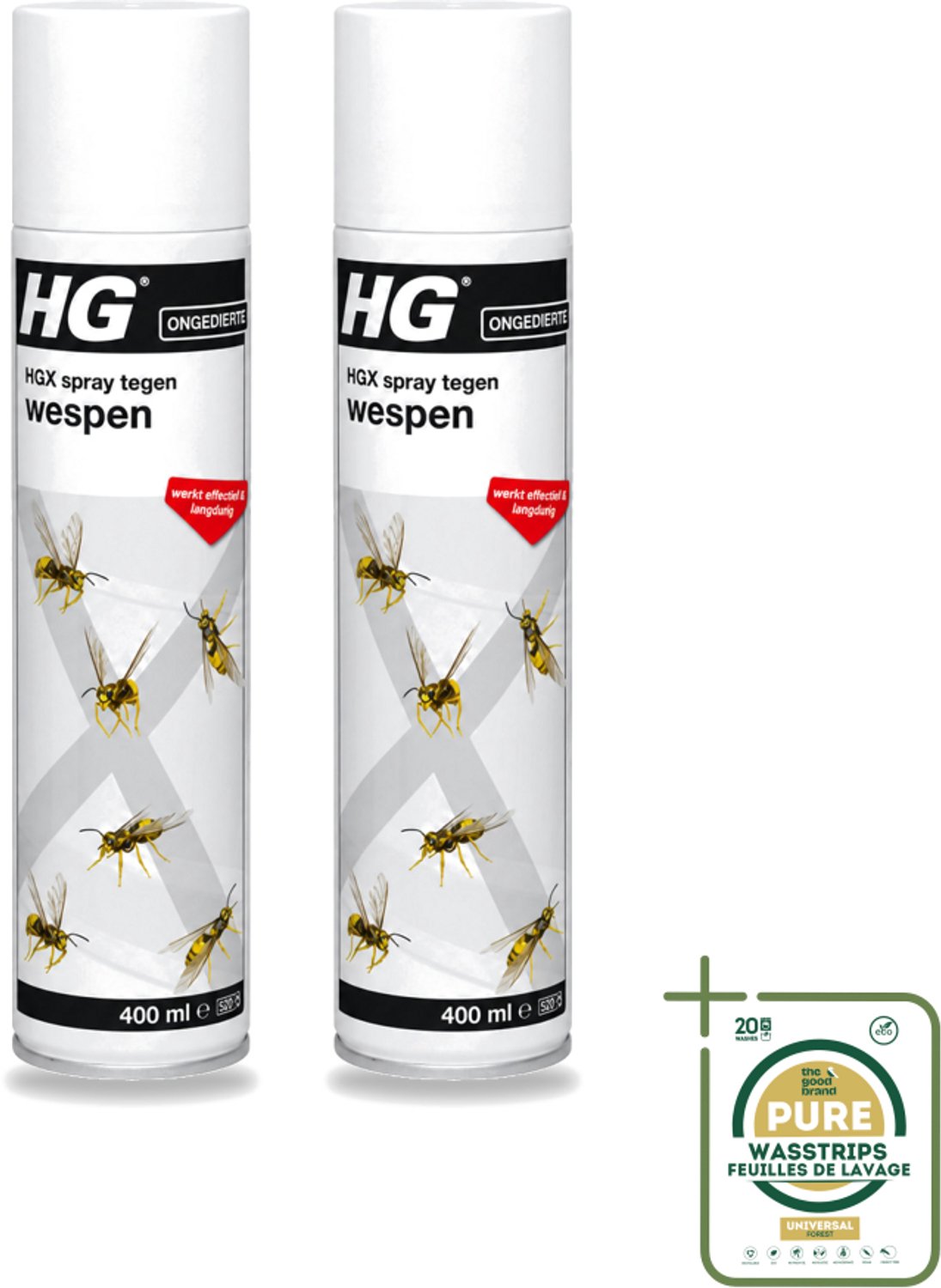 2 x HG X - Spray Tegen Wespen - Effectief & Langdurig - 400 ml - Wasstrips - Wespenbestrijding - Wespenbestrijding Spray - Wespennest Bestrijding - Wespenbestrijding Binnenhuis - Wespenbestrijding Buitenhuis