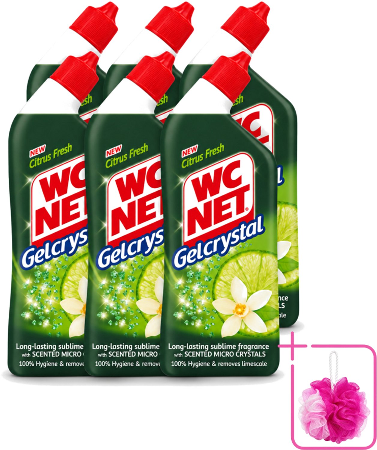 6 x WC Net - Toiletreiniger - Gel - Citrusgeur - Ontkalkt - 750ml - Bulkverpakking - WC net gel - Douchemop - Toilet reiniger