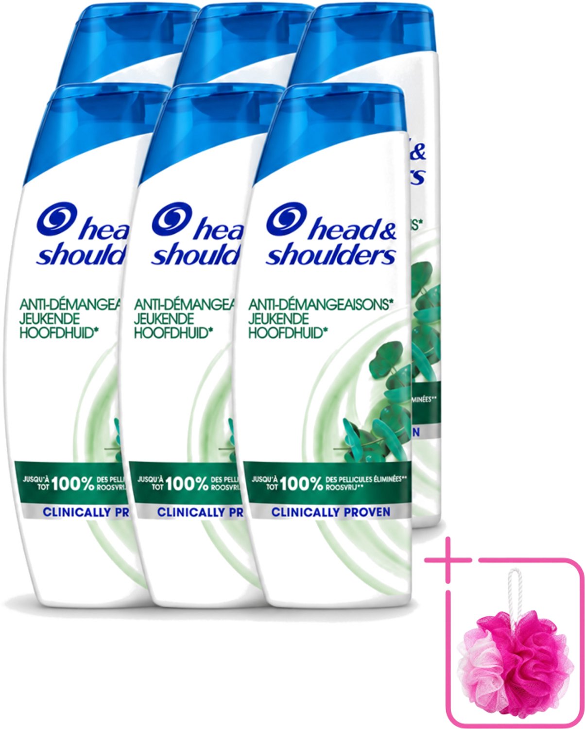 6 x Head & Shoulders - Anti-Roos Shampoo - Jeukende Hoofdhuid - 285 ml - Bulkverpakking - Jeukende hoofdhuid - Douchemop - Anti-roos shampoo