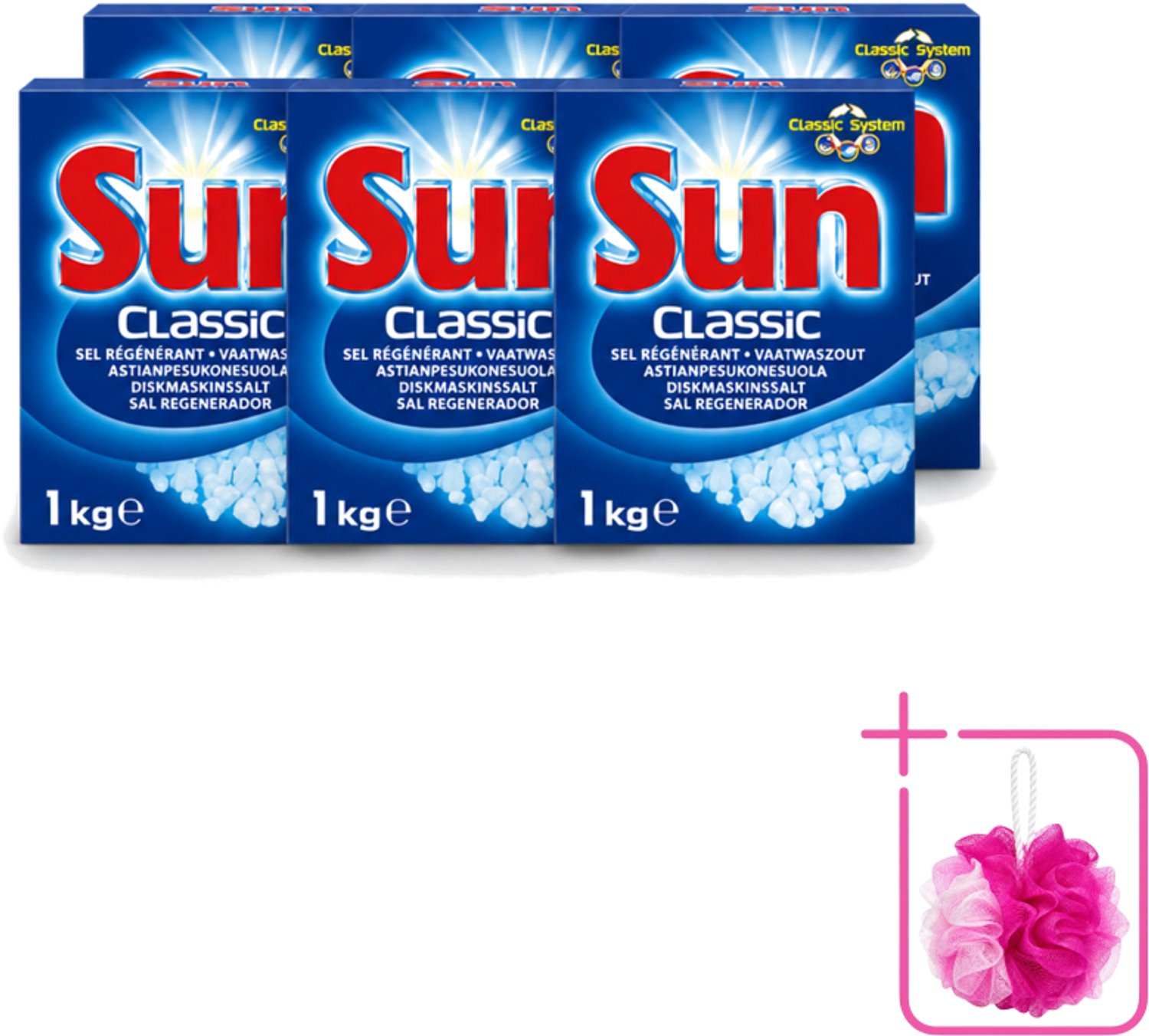 6 x Sun Classic - Vaatwaszout - Klassiek Systeem - 1 kg - Bulkverpakking - Vaatwaszout - Douchemop - Kalkaanslag voorkomen