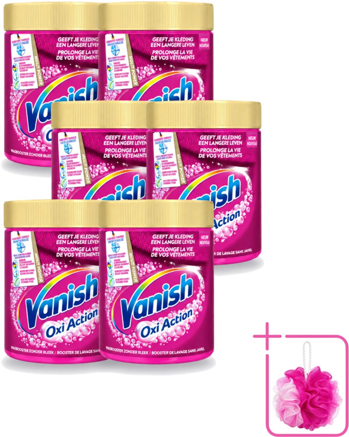 6 x Vanish Oxi Action - Vlekkenverwijderaar - Wasbooster - Zonder Bleek - Gekleurde Was - 550 Gram - Bulkverpakking - Vlekkenverwijderaar - Douchemop - Wasbooster