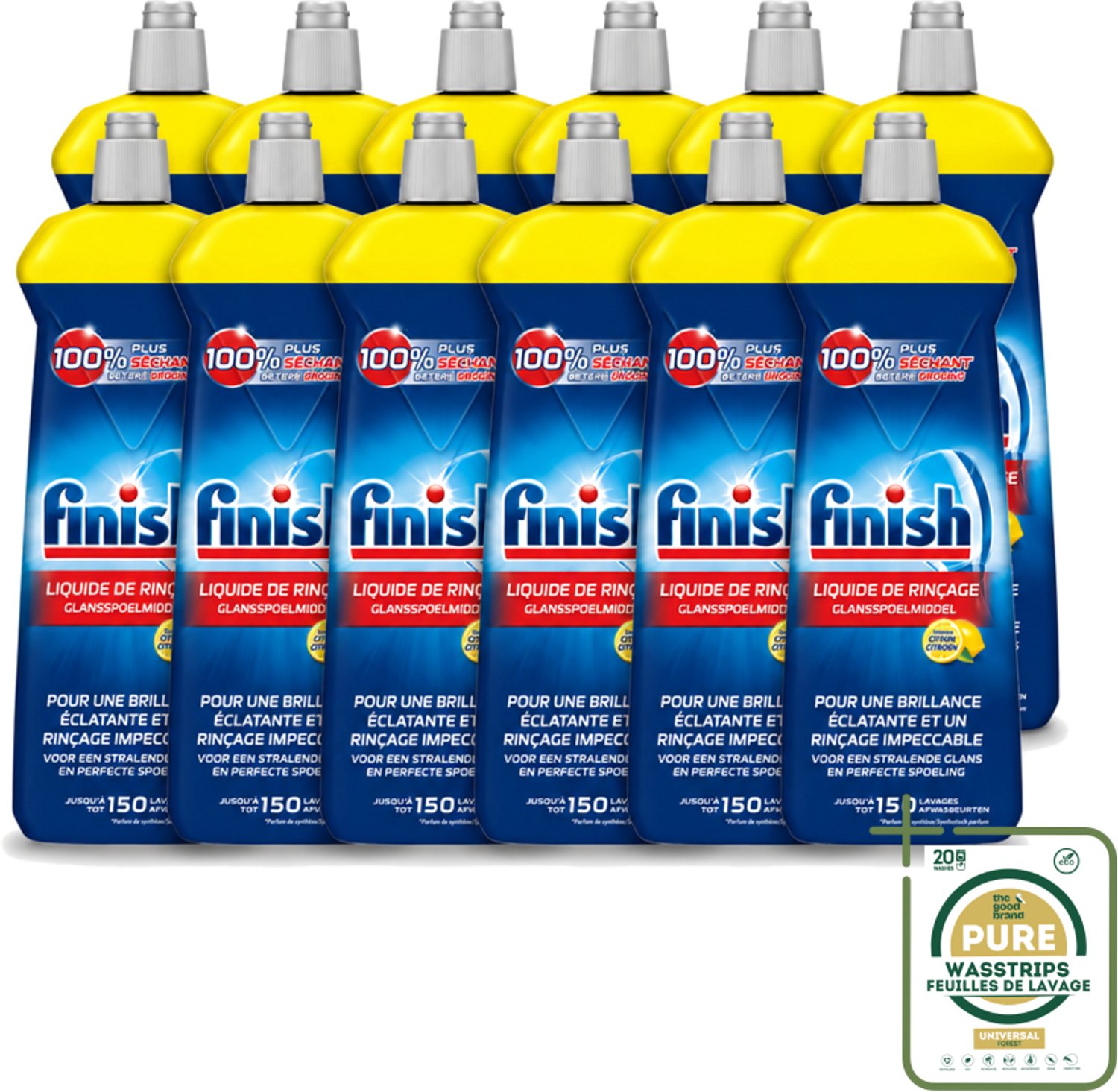 12 x Finish – Glansspoelmiddel – Citroen – 800 ml - Glansspoelmiddel Citroen - Glansspoelmiddel - Vaatwasser - Glans - Droogresultaat