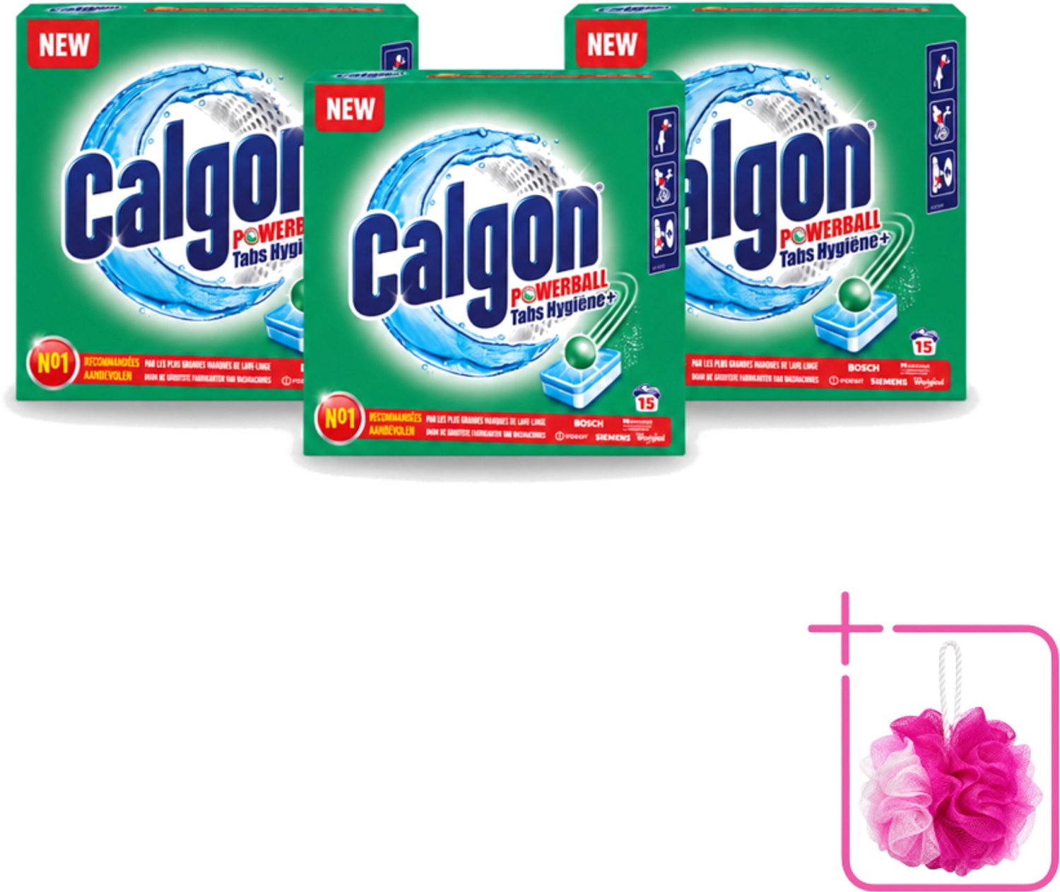 3 x Calgon - Wasmachinereiniger - Tegen Kalk - 15 Tabletten - Bulkverpakking - Wasmachine reinigen - Douchemop - Kalkvoorkomen