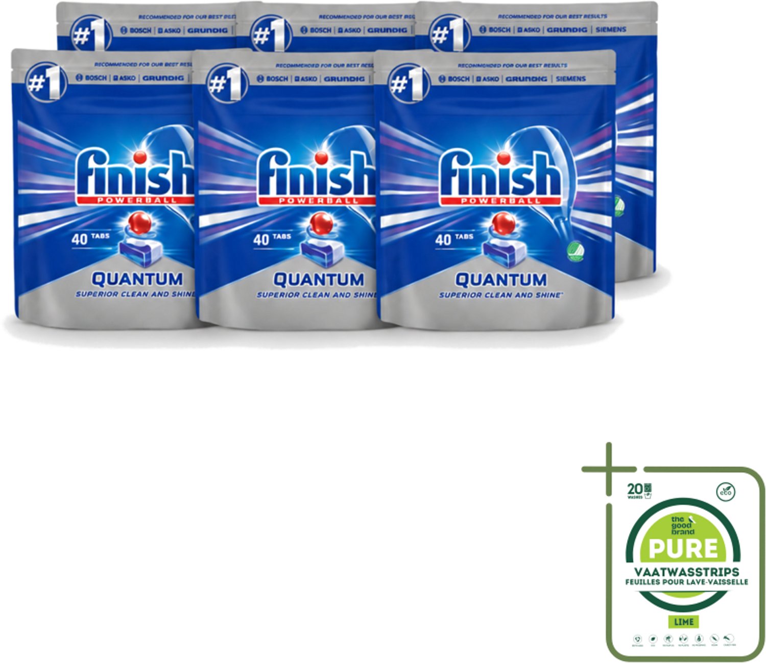 6 x Finish – Vaatwastabletten – Quantum Regular – 40 Capsules - Grootverpakking - Vaatwasstrips - Vaatwastabletten - Vaatwasser - Vaat Reinigen - Vaatwasser Tablet - Vaatwasser Tabletten