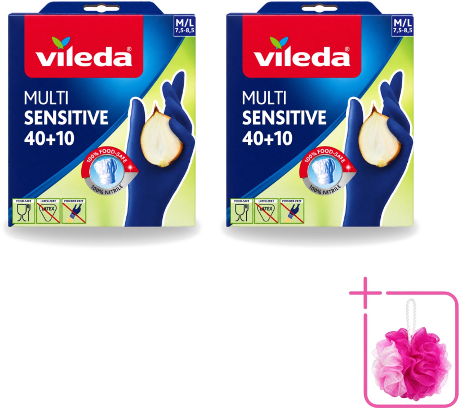2 x Vileda - Multi Sensitive - Nitrile Handschoenen - Maat M/L - 50 Paar - Bulkverpakking - Nitril handschoenen - Douchemop - Latexvrije handschoenen