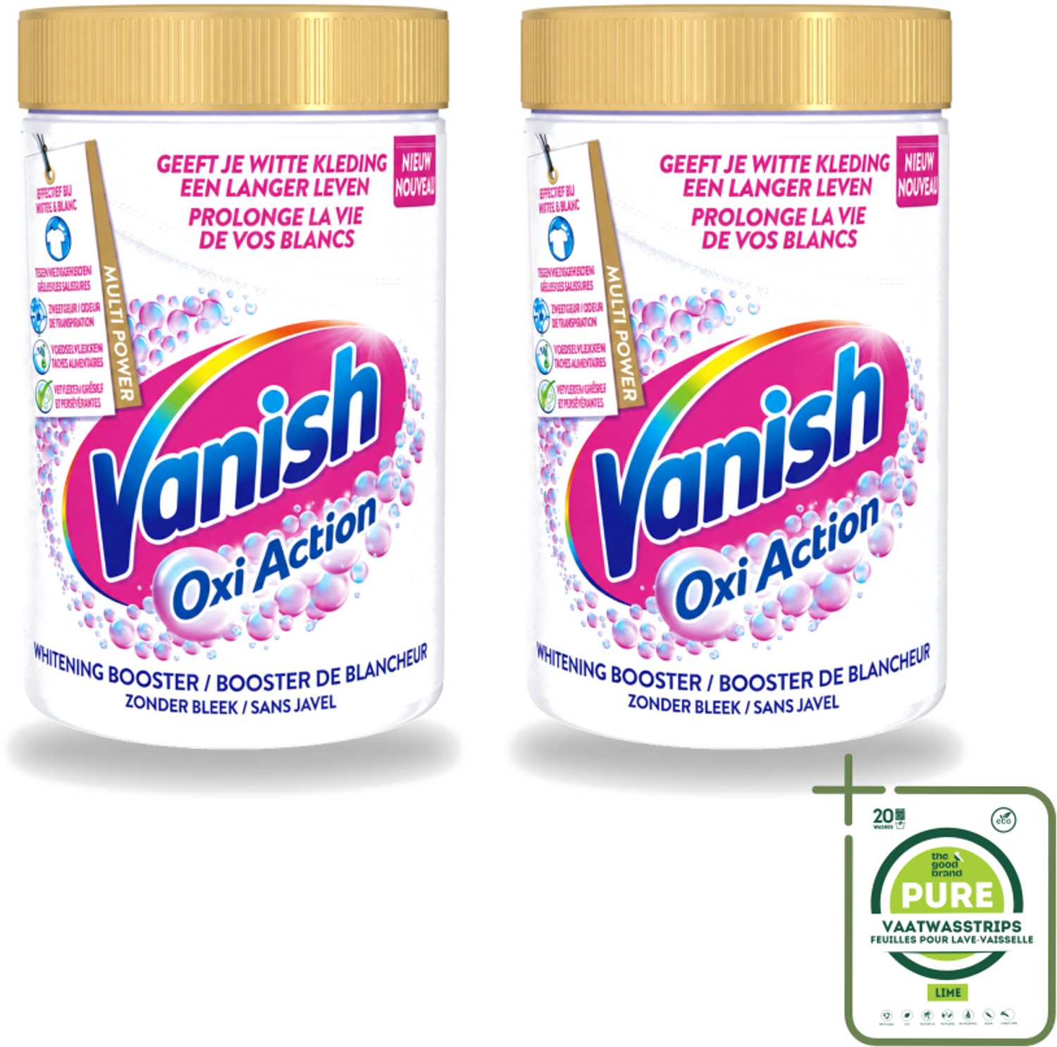 2 x Vanish Oxi Action - Vlekkenverwijderaar Poeder - Zonder Bleek - Witte Was - 710 Gram - Grootverpakking - Vaatwasstrips - Vlekkenverwijderaar - Witte Was - Bleekvrije Wasmiddel - Wasmiddel Voor Witheid - Vlekkenverwijdering