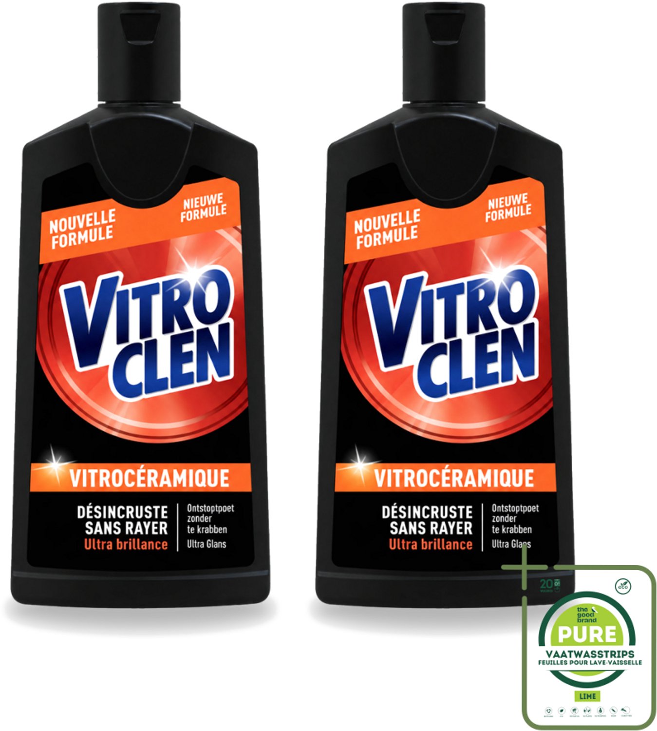2 x Vitroclen - Kookplaatreiniger - Keramisch & Inductie - Ultra Glans - 310 ml - Grootverpakking - Vaatwasstrips - Kookplaat Reinigen - Keramische Kookplaat Reinigen - Inductiekookplaat Reinigen - Kookplaat Glans - Kookplaat Reiniger