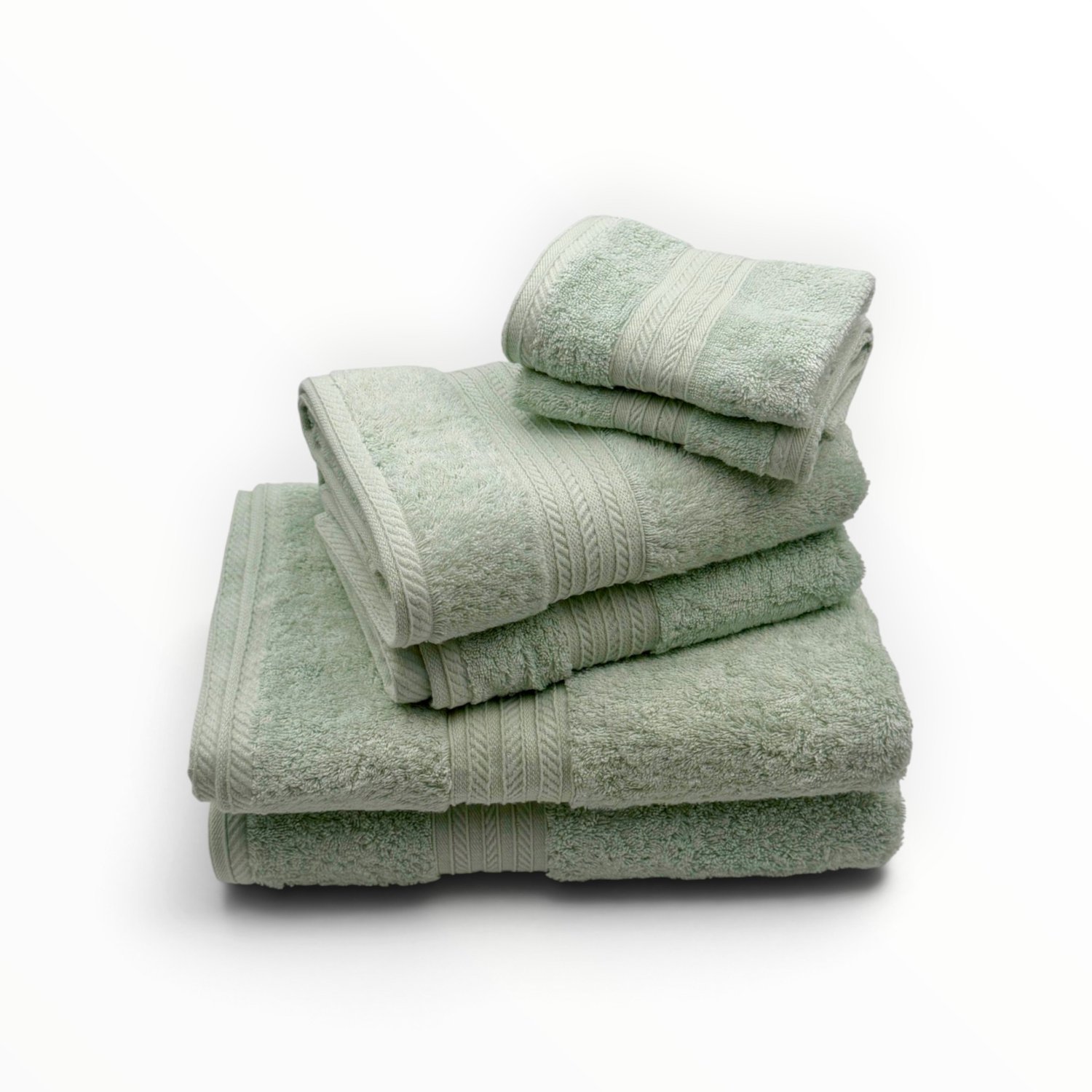 The Linen Room Badkamerset – 6-delig – 2 Badhanddoeken, 2 Handdoeken & 2 Gastendoekjes – 100% Egyptisch Katoen – 600 GSM Dubbelgetwijnd 20/2 Garen – Mintgroen