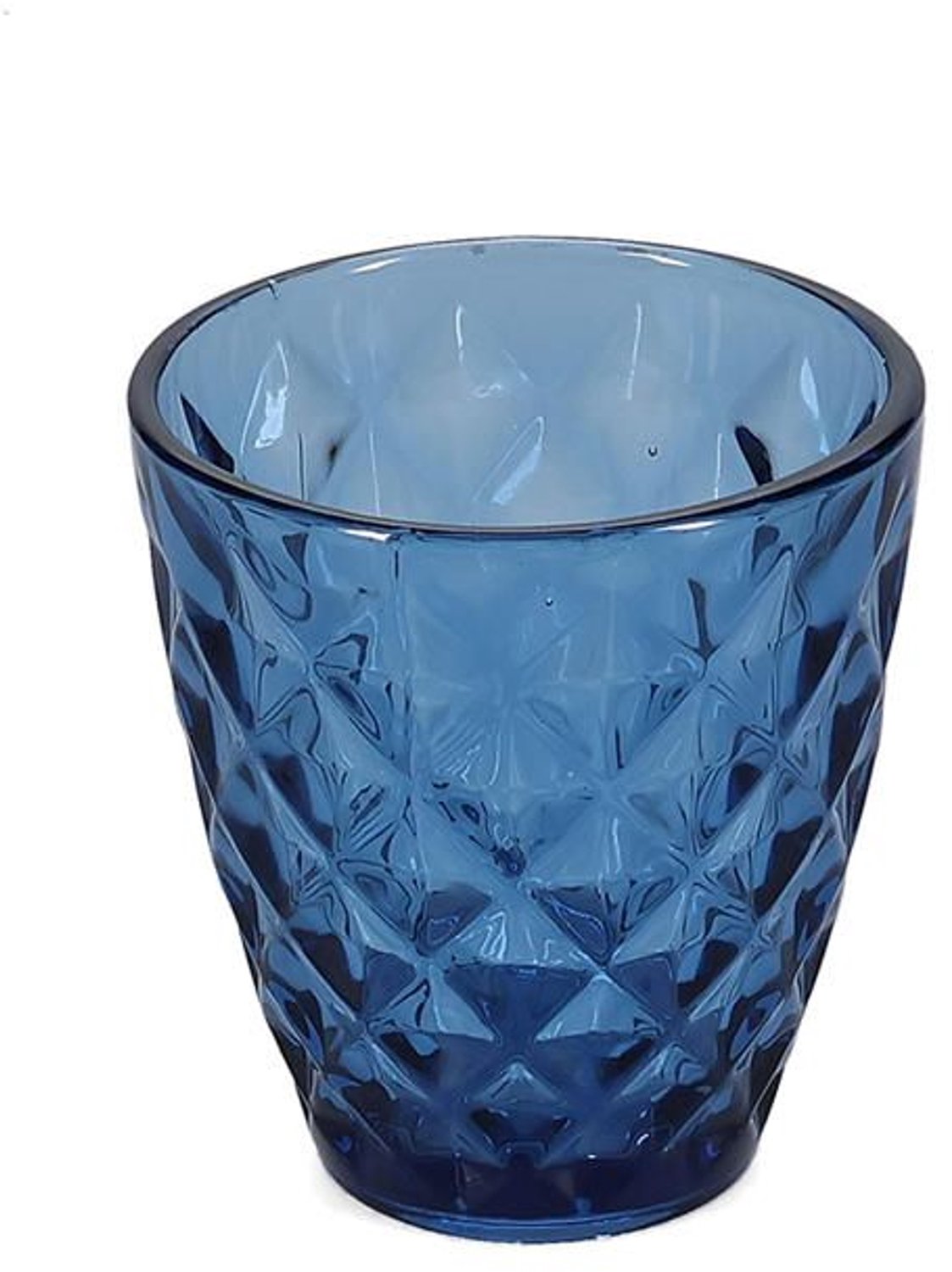 Salt en Pepper - glas - drinkglas - waterglas - donkerblauw - prisma - set van 4